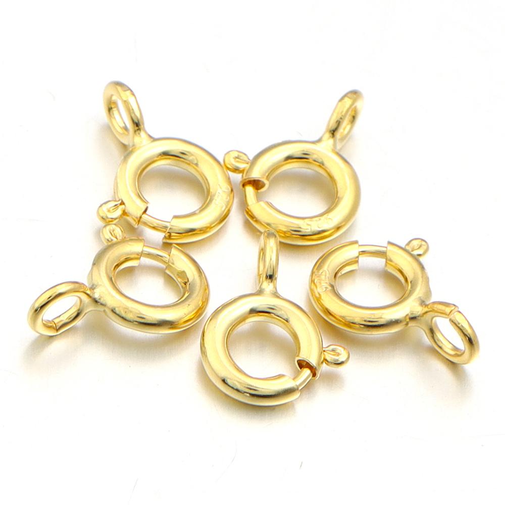 5pcs/lot s925 Sterling Silver Spring Ring Clasps Round Claw Spring Clasps Hooks For Jewelry DIY Bracelet Necklace Connectors