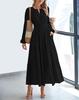 Autumn and winter 2026 new European and American women's clothing fashion V-neck pleated waist long-sleeved long dress dress women