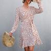 Women's Boho Polka Dot Print V-Neck Long Sleeve Dress
