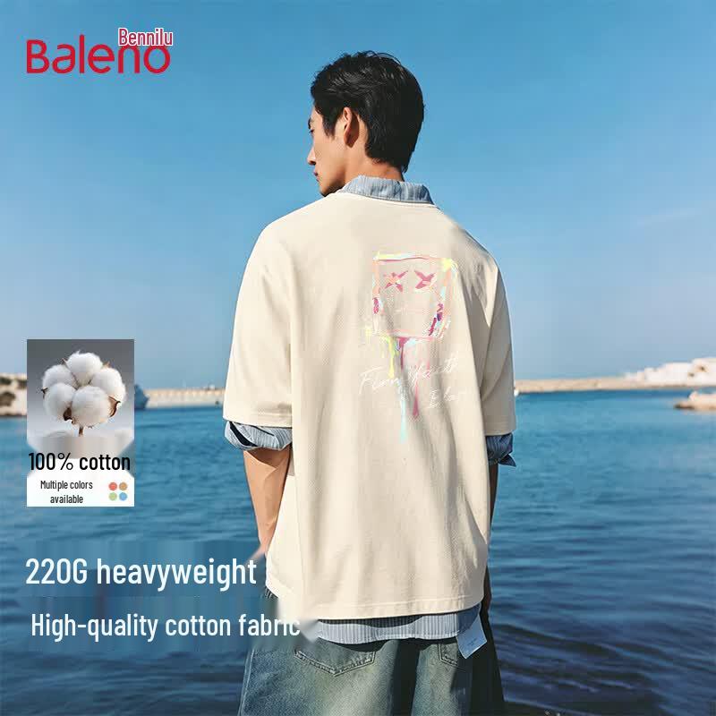 Baleno Men s American Heavyweight Pure Cotton Printed T-Shirt M