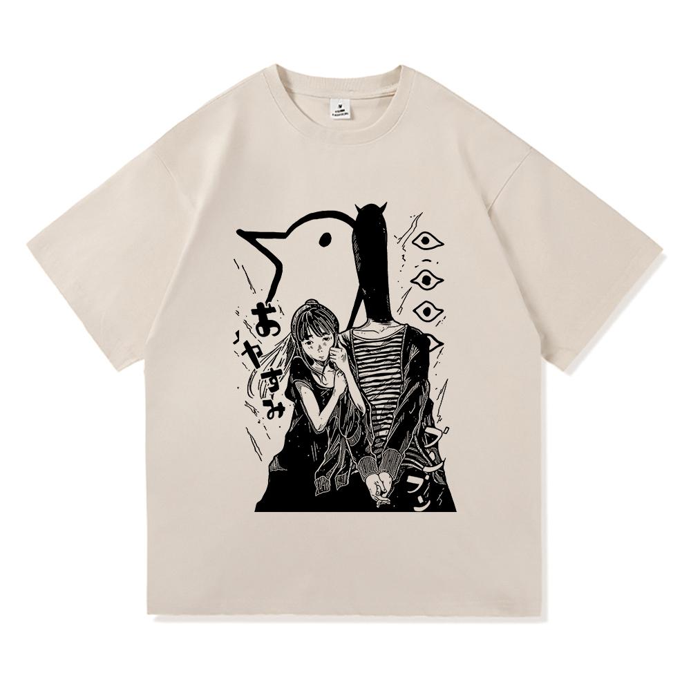 Goodnight Punpun T Shirt Fashion Men Retro Oyasumi Punpun Aiko Tanaka T-Shirt Unisex Anime Manga Vintage Breathable Tops