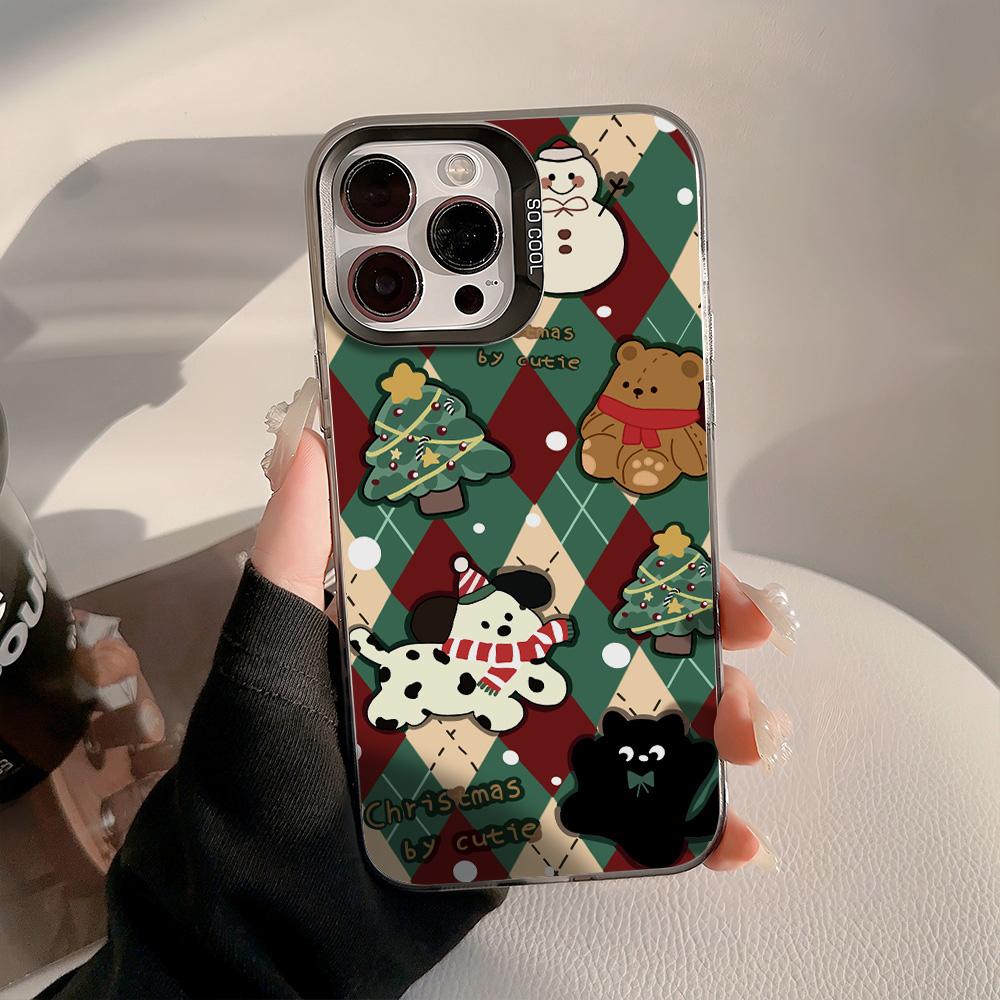 Cute Gingerbread Man Christmas Phone Case For iPhone 17 16 13 12 11 14 15 Pro Max Luxury Electroplate Silver Shockproof Cover