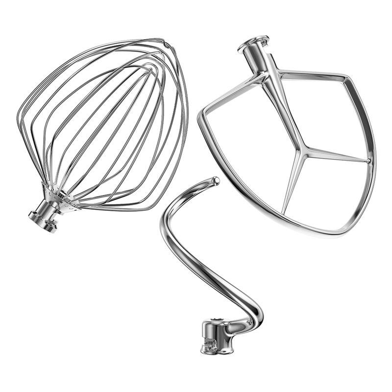 A20F-Stand Mixer Attachments Kit(Flat Beater,Dough Hook,Wire Whip Attachment) For Kitchenaid Lift Stand Mixer And 7Quart Bowl серебряный