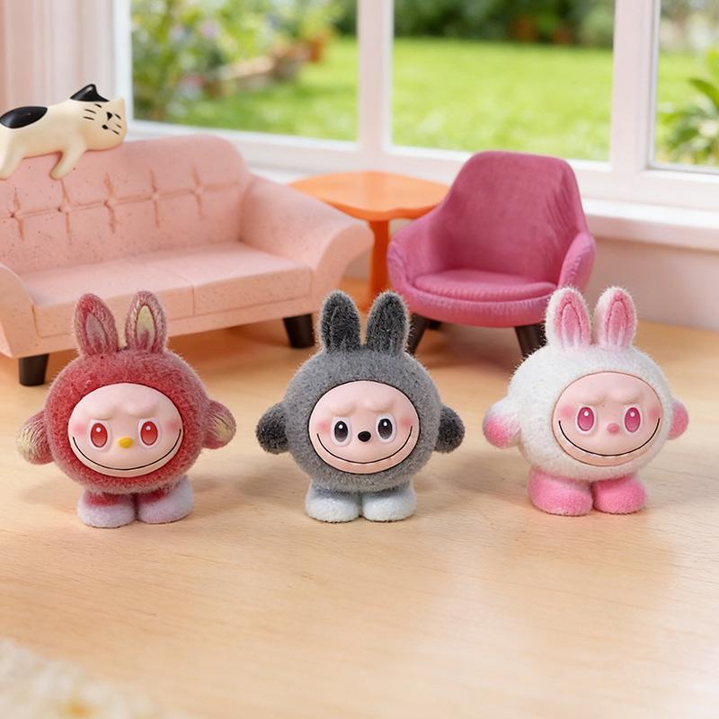 Cute Egg-shaped Flocked Rabbit Doll - Eye-catching DIY Resin Ornament for Live Stream Sales