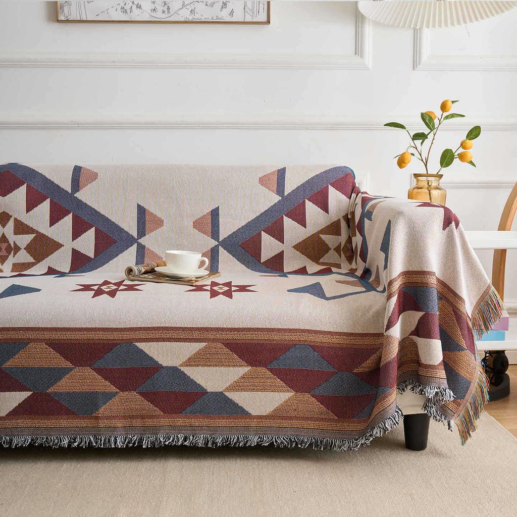American Retro Ethnic Style Linen Sofa Cover Throw Dust Protector Blanket