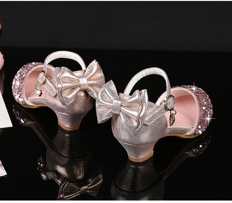 Girls' Silver High Heel Princess Sandals - Wear-Resistant, Summer Korean Style, Perfect for Little Girl Performances