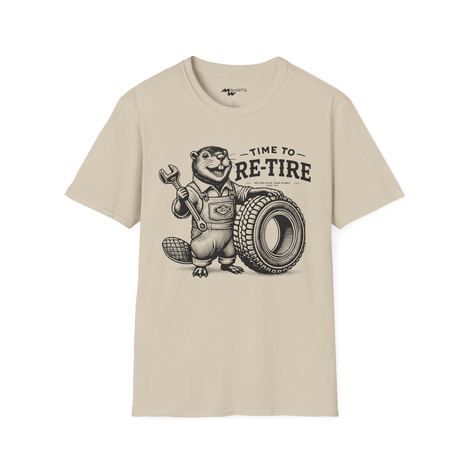 Vintage Mechanic Beaver T-Shirt: Funny Animal Graphic Tee L