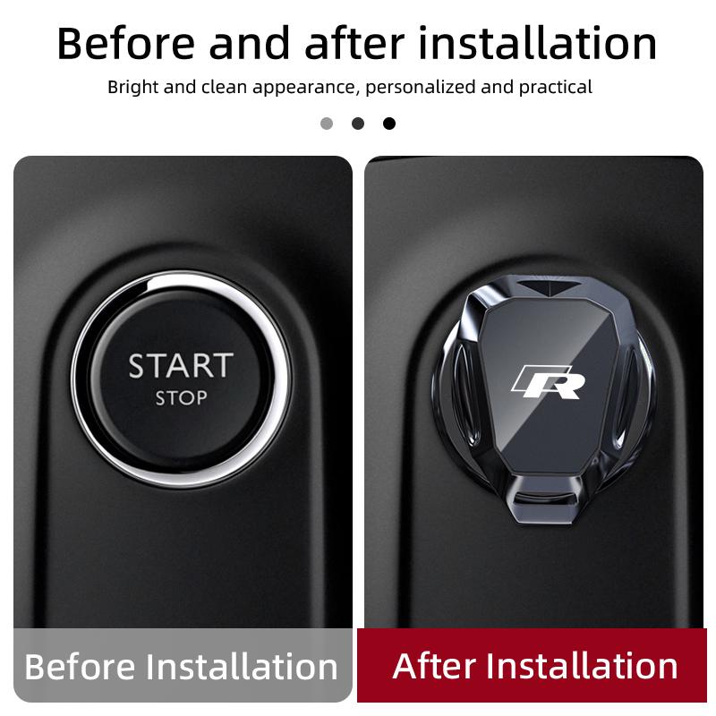 HIJK1 Car Engine Start Button Protective Cover Push Button Stickers For Volkswagen VW R Golf Tiguan Touareg Passat Bora Jetta Scirocco