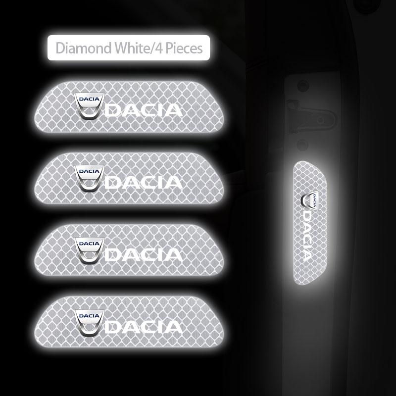 4Pcs Car Logo Sticker Door Reflective Mark Safety Warning For Dacia Duster Logan Spring Sandero Stepway Dokker Lodgy Jogger MCV
