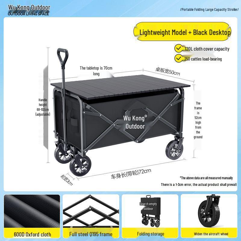 Portable Foldable Camper Van Cart: Hand-Pulled Travel Trailer for Kids, Outdoor Use.