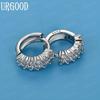 925 Sterling Silver Fashion AAA Zircon Round Pierced Earrings Wedding Jewelry