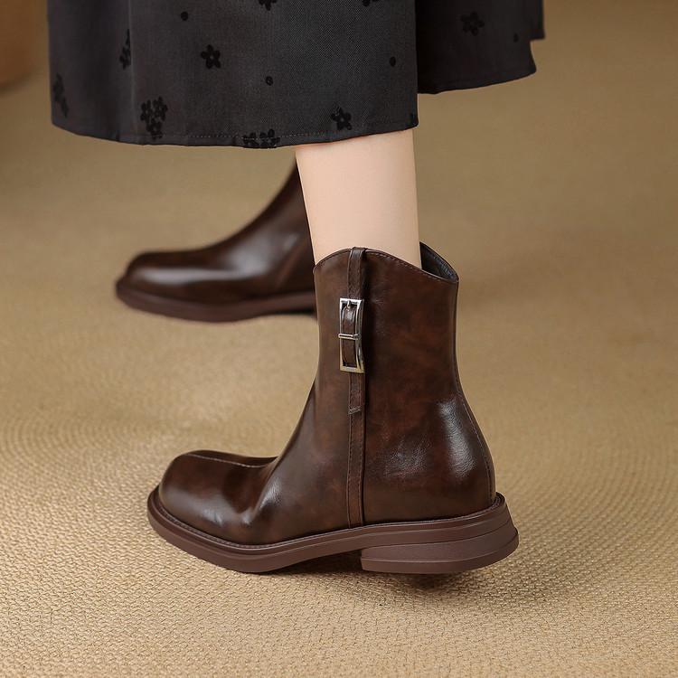 Short boots autumn new boots thick heel middle heel fashion boots large size western boots