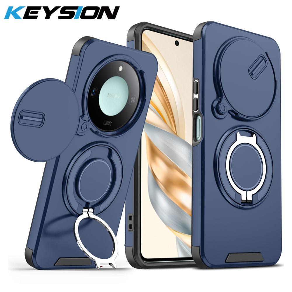 KEYSION 360° Ringständer Handyhülle für Honor X9c 5G X9c Smart Slide Kameraschutz Magnetische stoßfeste Abdeckung für Magic 7 Lite