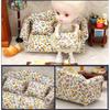 Moin Moin Miniature Furniture 1/12 Scale Sofa Set 3 Pieces White Floral Fabric Dollhouse Accessories