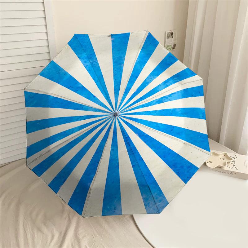 

1pc Sunburst pattern Automatic Open/Close Umbrella with Windproof, 8-Rib Sturdy Canopy, Durable Ribs, Fashionable Design1251A