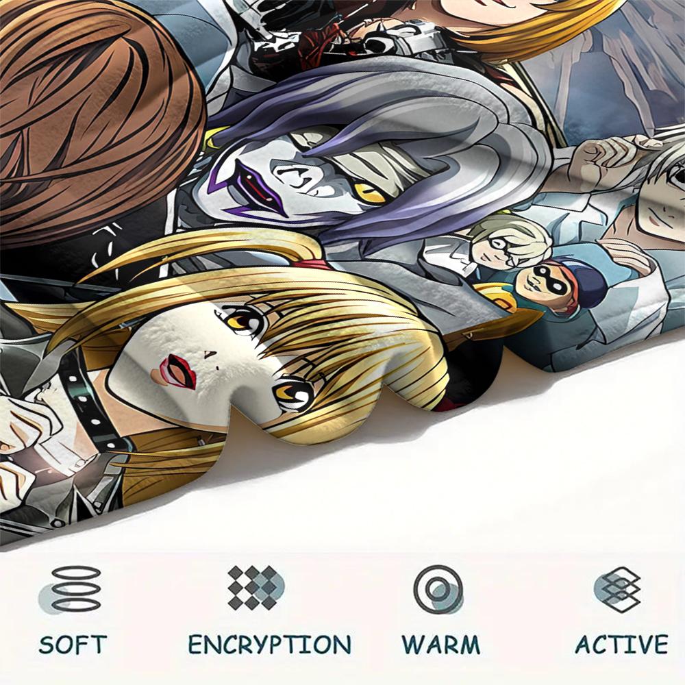 1PC Death Note Print Flannel Blanket, High Quality All Seasons, Home Decor, Warmth and Comfort, Perfect for Christmas Gifts