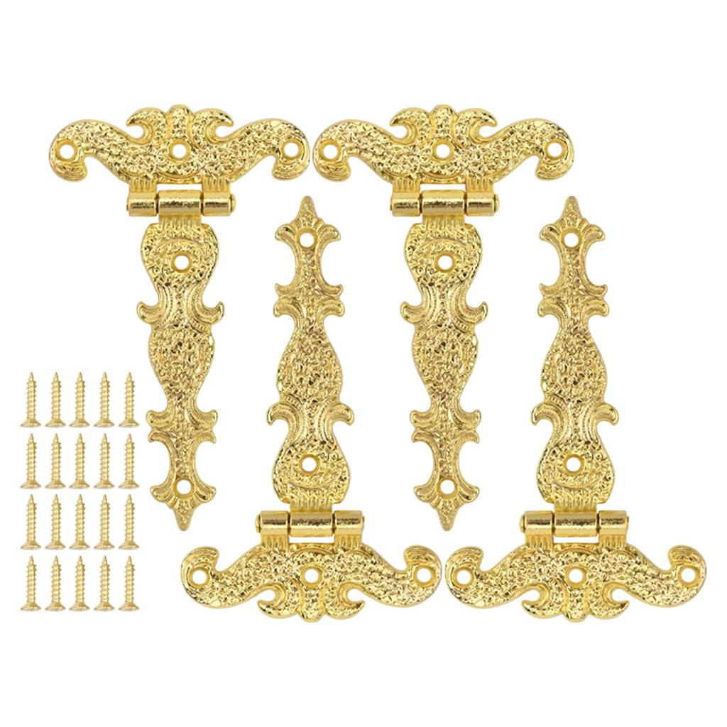 4PCS Zinc Alloy Antique T Hinges for Cabinets Wooden Boxes Vintage Style