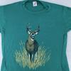 Vintage Deer Buck Shirt Mens M/L Green Nature Animal Outdoors Made USA 90s