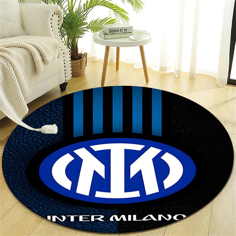 1pc I-Internazionale Milano Print Round Carpet Chair Round Carpet Suitable for Bedroom Living Room Home Decorative Carpet