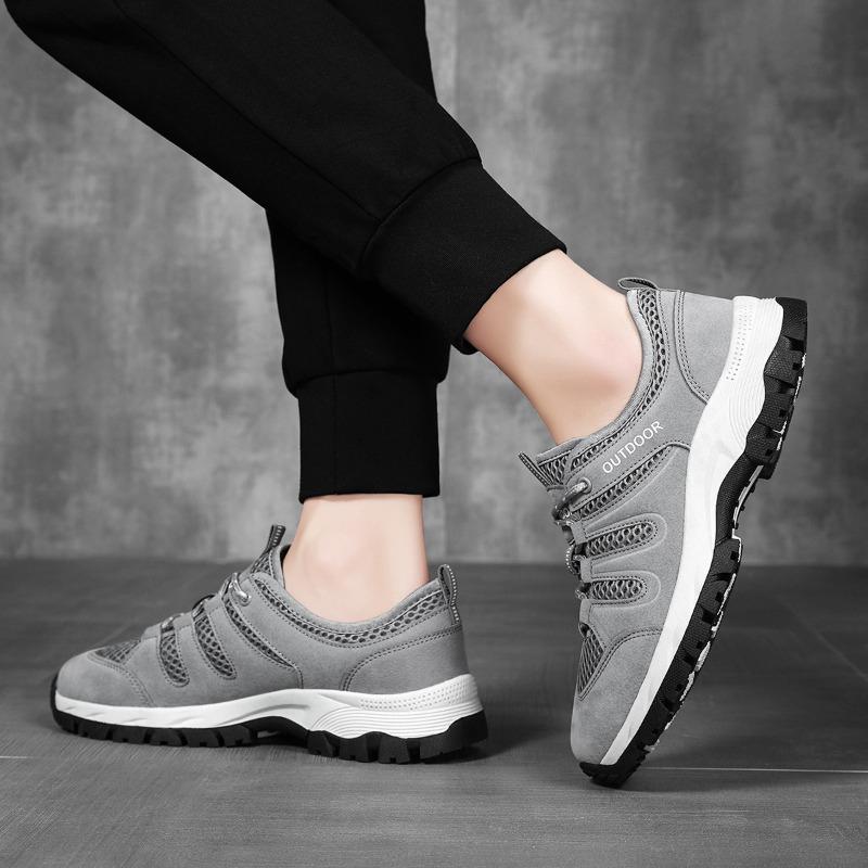 Fashion Men Outdoor Hiking Thick Soled Non Slip Sports Comfortable Hiking Mesh Breathable Casual Shoes Large Size Zapatillas De Deporte