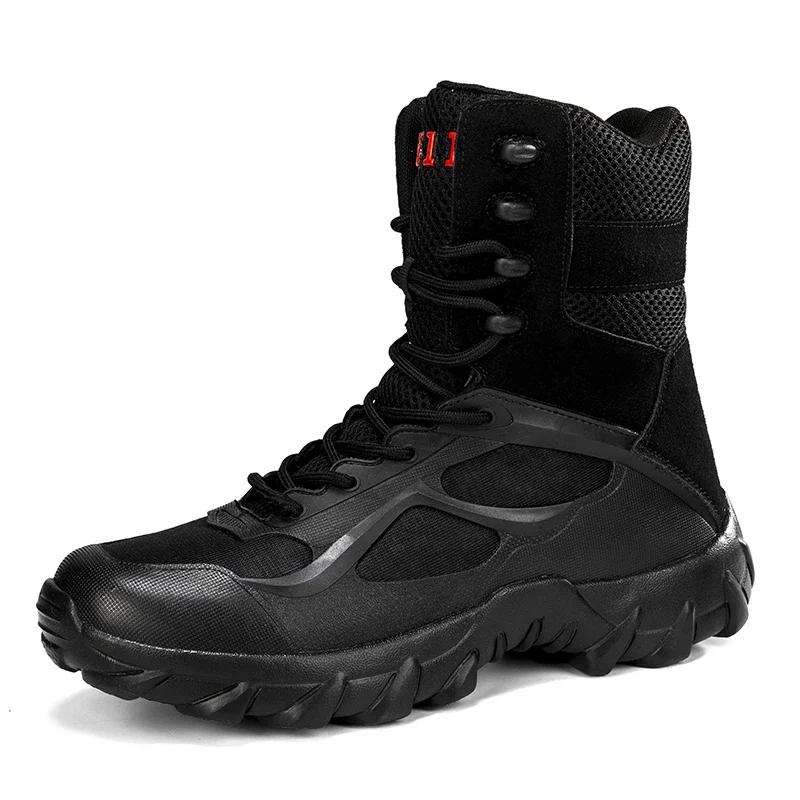 

New Men Motorcycle Tactical Boots Work Army Desert Safety Climbing Hiking Shoes Anti-Slip Ultrallight Hunting Boots High Quality 39