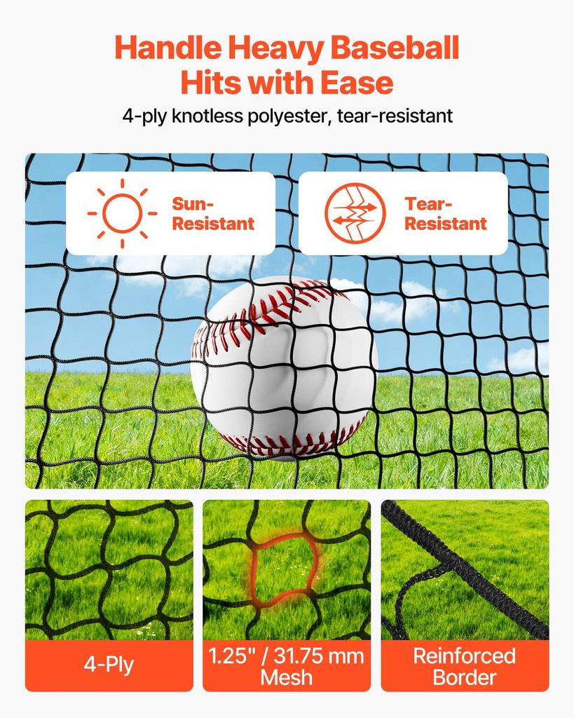 Baseball Batting Cage, 10058 x 3660 x 3000mm Freestanding Portable Batting Cage, Hitting Cages with 4-Ply Knotless Polyester & Pitching Machine