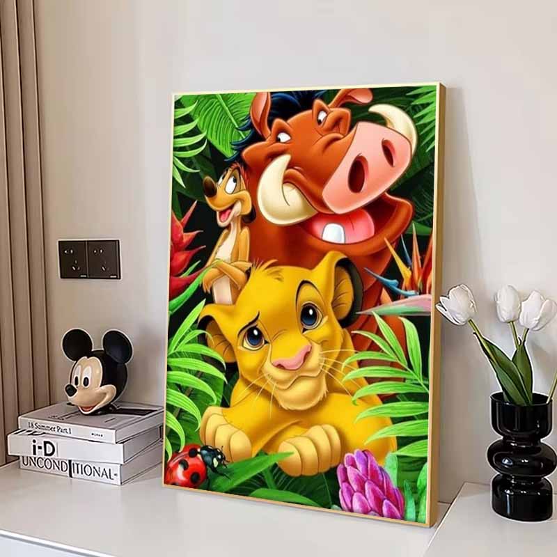 Disney Pittura con Diamanti Re Leone Pittura Artistica Strass Mosaico 5D Fatto a Mano Fai da Te Punto Croce Regalo Decorazione per la Casa