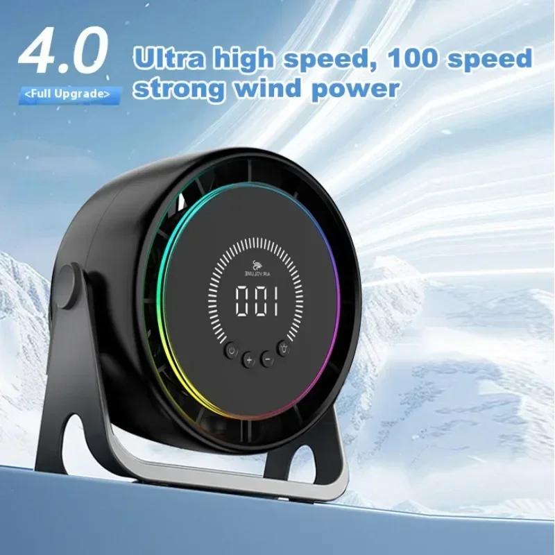 100 Speed Smart Electric Fan Bladeless Fan USB Charging Desktop Silent Wall Mounted Air Conditioner Table Fan For Office Camping