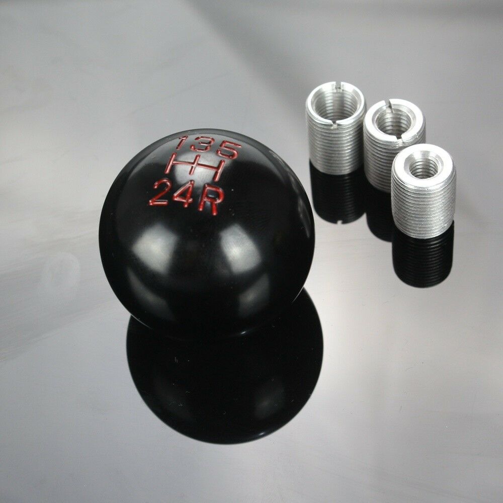 Black Aluminum 5 Speed Ball Manual Gear Shift Knob Shifter Lever Head w/ Adapter
