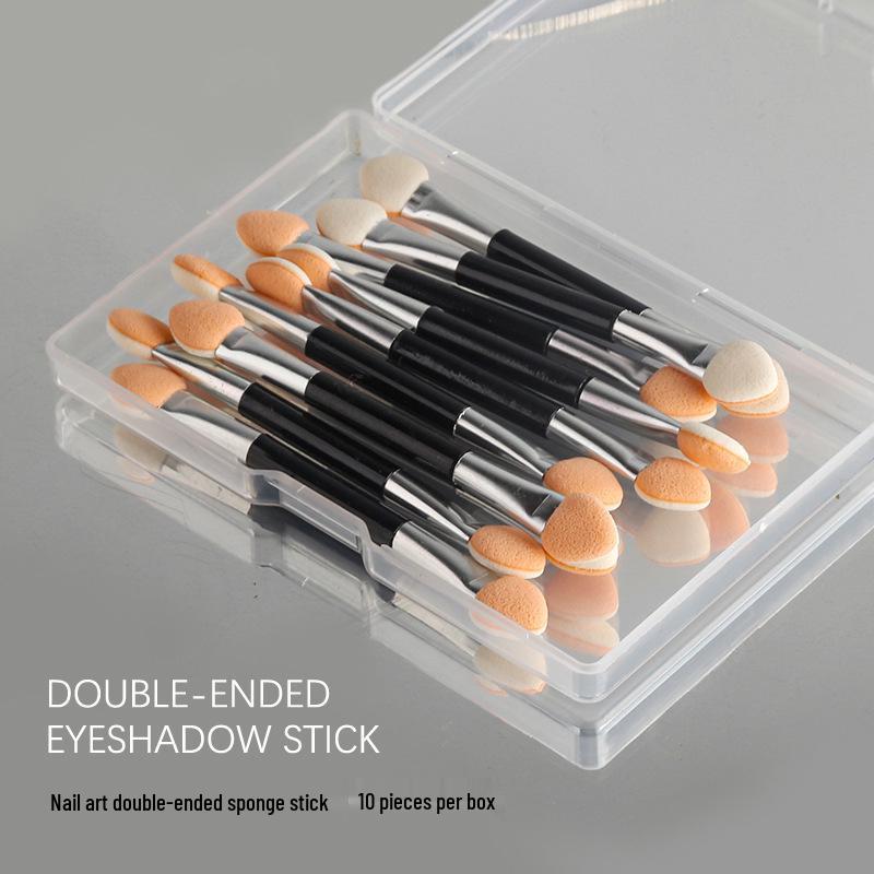 Aurora Magic Mirror Nail Powder Applicator: Double-Ended Sponge Eyeshadow and Nose Shadow Brush.