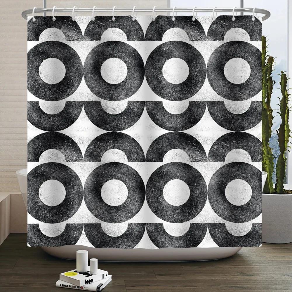 Geometric Shower Curtain Modern Abstract Brown Marble Luxury Gold Bronze Bathtub Screen Waterproof Bathroom Decor