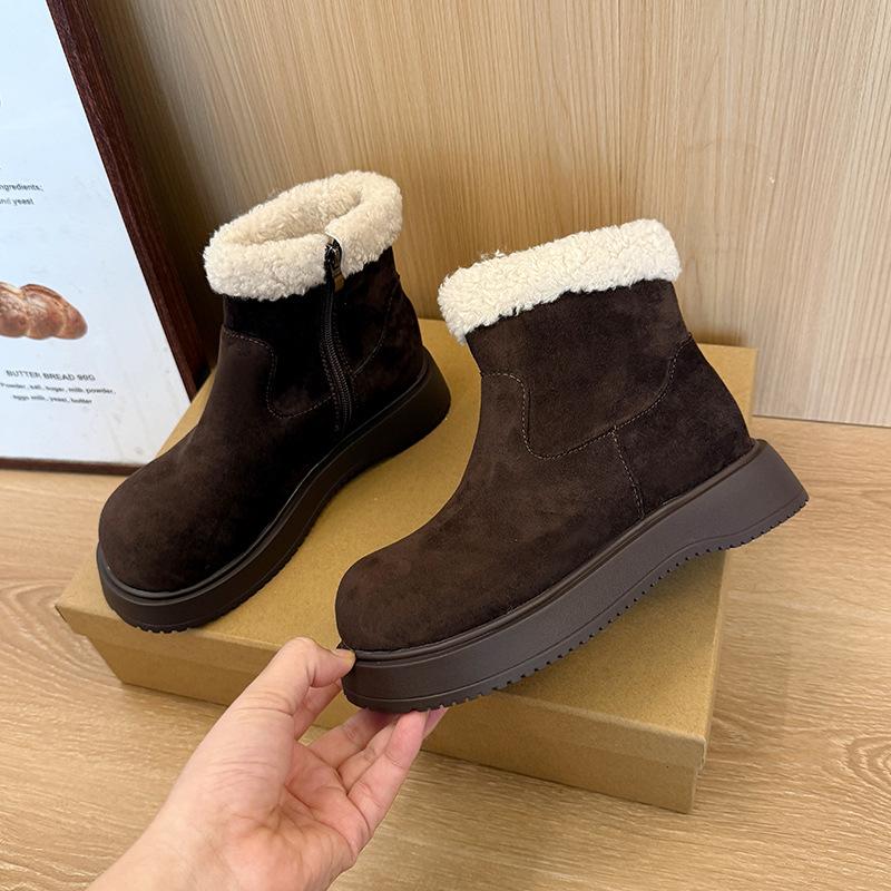 

Women s thick-soled winter fur as one lightweight warm anti-cold padded snow boots non-slip wear casual sneakers cotton boots 40 темно-коричневого