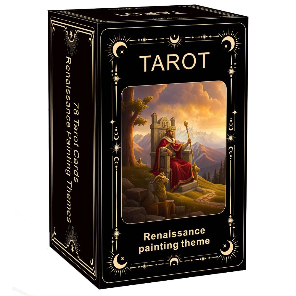 Renaissance-Malerei Thema Tarot 78 Karten für Geschichtsliebhaber Kunstliebhaber Spirituelle Entdecker brown
