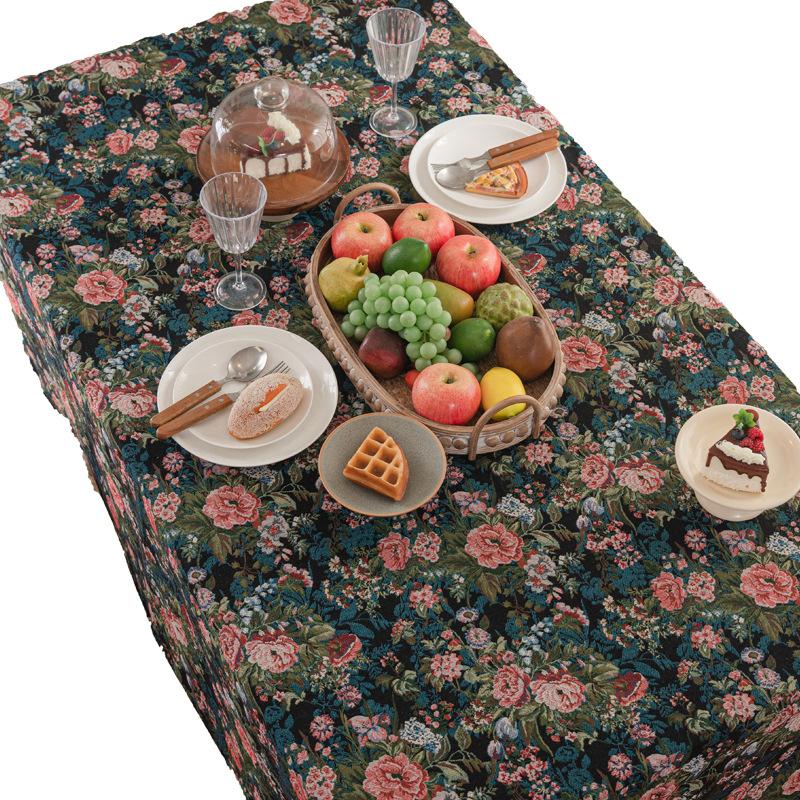 Retro Oil Painting Tablecloth Round Table Square Table High-End Floral Decorative Cover Cloth Light Luxury Multi-Purpose Cover Cloth