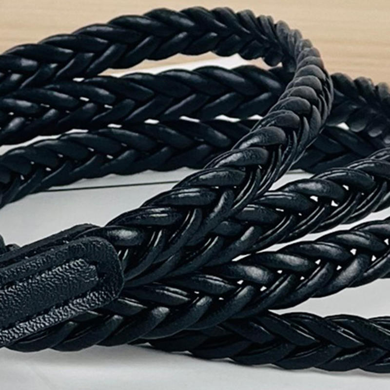 Women's Skinny Braided Leather Belts Vintage Thin Woven Waist Belts for Jeans Pants Dresses with Pin Buckle