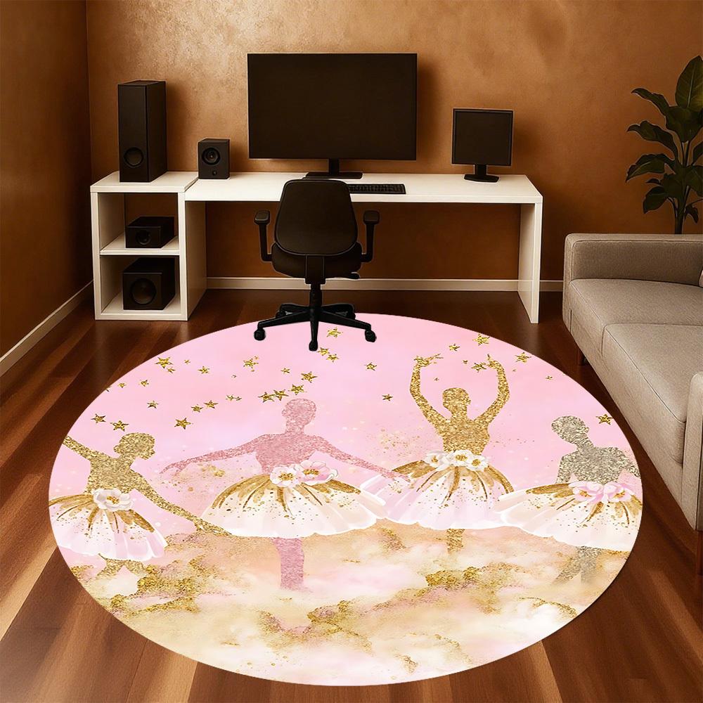 1pc Ballerina Ballet Round Chair mat Area Rug - Non-Slip, Floor Mat for Office, Bedroom, and Indoor Decor c1125616