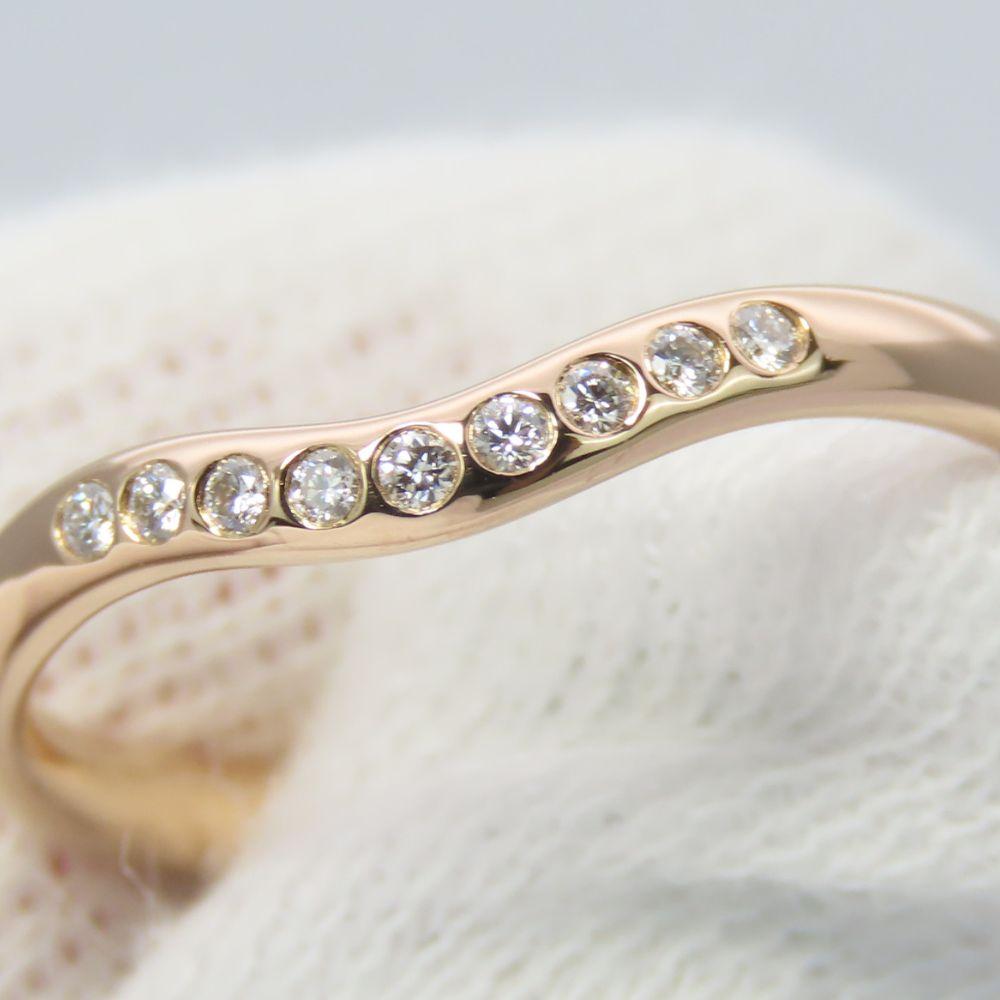 Used TIFFANY&Co. Ring Curved band EU#52 K18 Pink Gold/diamond 2.47g Pink gold 9PD