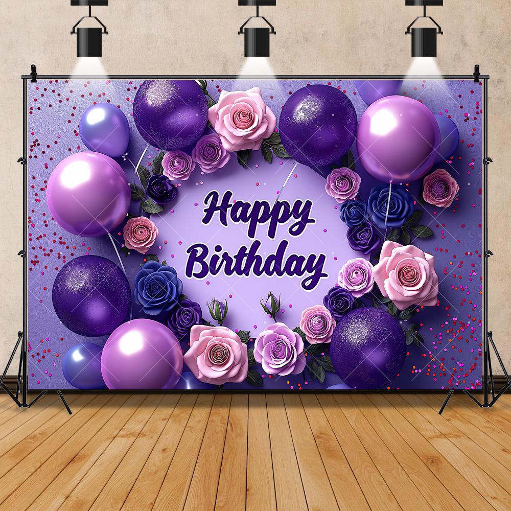 Purple Balloon Butterfly Backdrop Birthday Girls Princess Flower Newborn Babys Shower Party Photography Background Studio Custom