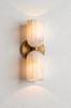 Double Brass Alabaster Wall Sconce | Mid Century Modern Luxury Wall Light | Bedroom Hallway Decor