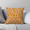 Botanisk Kamomill Orange Rosa Kvadratisk Kuddfodral Polyester Linne Sammet Tryckt Dragkedja Dekorativ Hemkuddeöverdrag 45X45
