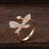 New Fashion Natural Zircon Butterfly Ring  Rose Gold Color Luxury Shiny Cocktail Party Opening Ring For Women Jewelry