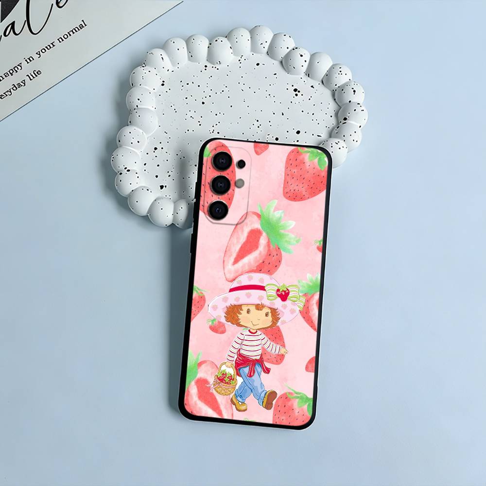 Pink S-Strawberry -S-Shortcake Phone Case For Samsung S25,S24,S21,S22,S23,S30,Ultra,S20,Plus,Fe,Lite,Black Soft Silicone