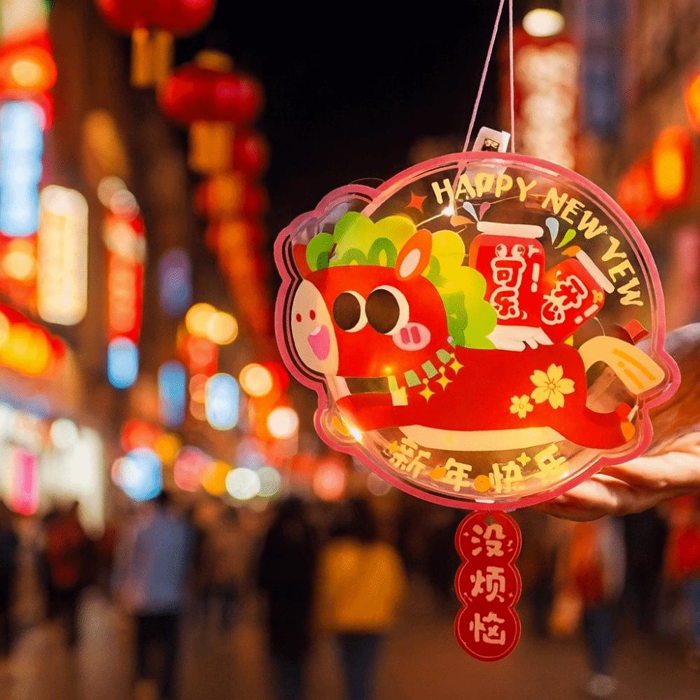 Cartoon Portable Horse Lantern Handmade Spring Festival Lantern  Festival Celebration