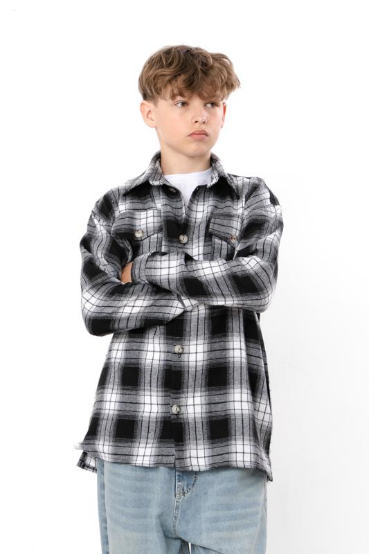 Warme Uniseks Geruite Kinderen Shirt met Geborstelde Fleece Voering, Tussenizoen 6417-090-1 HC