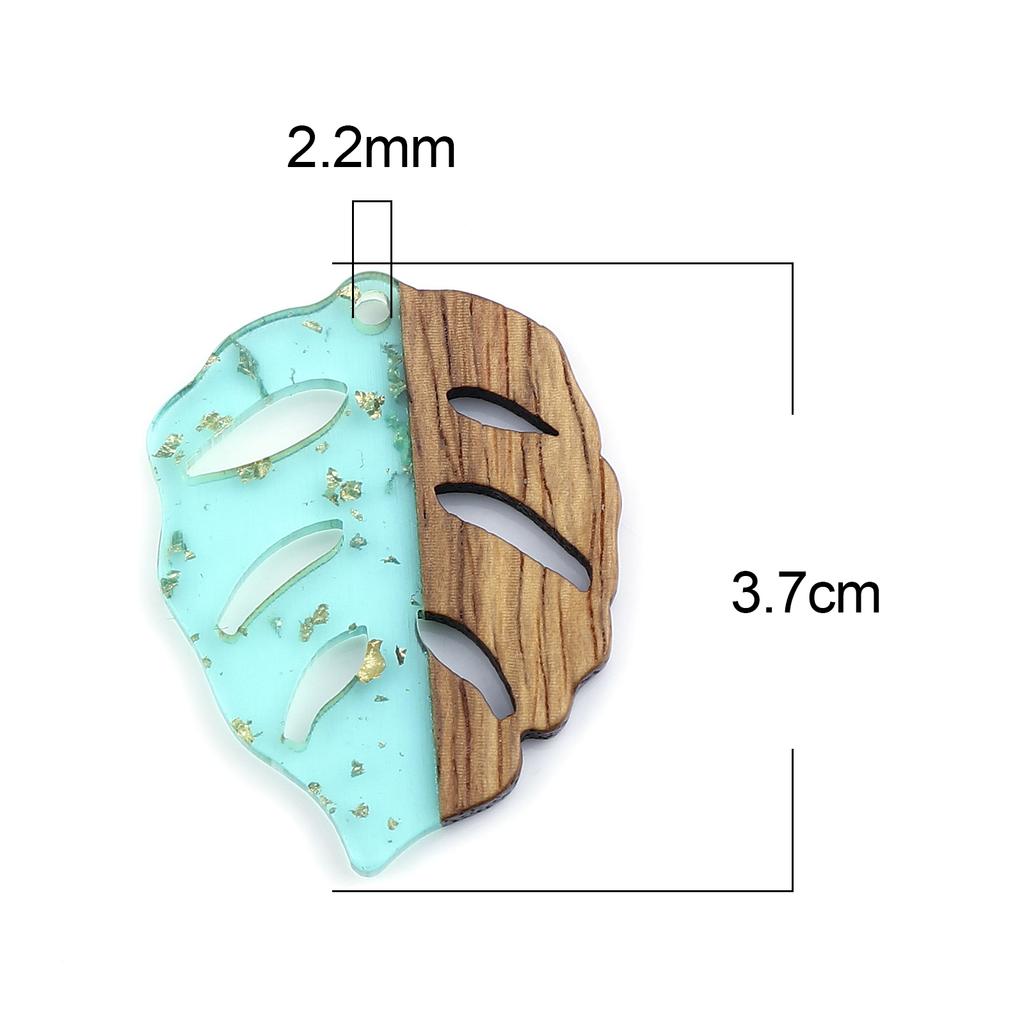 3 PCs/Lot Vintage Resin Wood Effect Leaf Pendants Wooden Plant Foil Charms For DIY Earring Charm Jewelry Making 3.7cm X 2.8cm