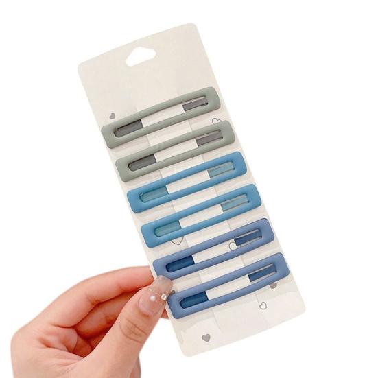 

6Pcs Girl Hairpin Matte Color Rectangular Hair Clips Stable Non-Slip BB Clip Face Slimming Versatile Hair Styling Tool G