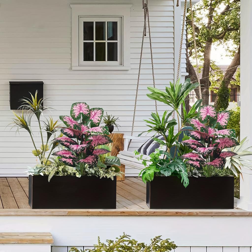2pcs Outdoor Artificial Plants with A Realistic Touch, Featuring Colorful Monstera Leaves, Indoor/Outdoor Decor