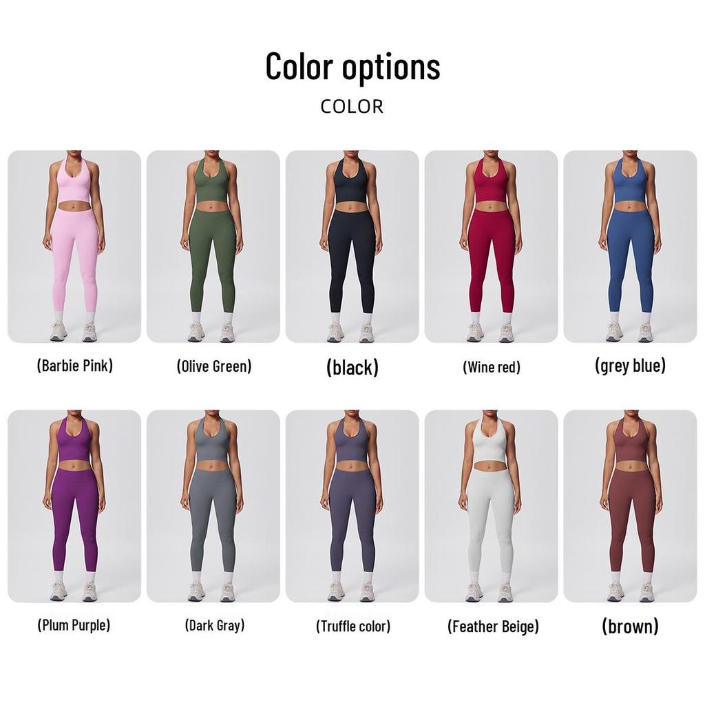 Seamless Halter Neck Yoga & Fitness Two-Piece Set for Women