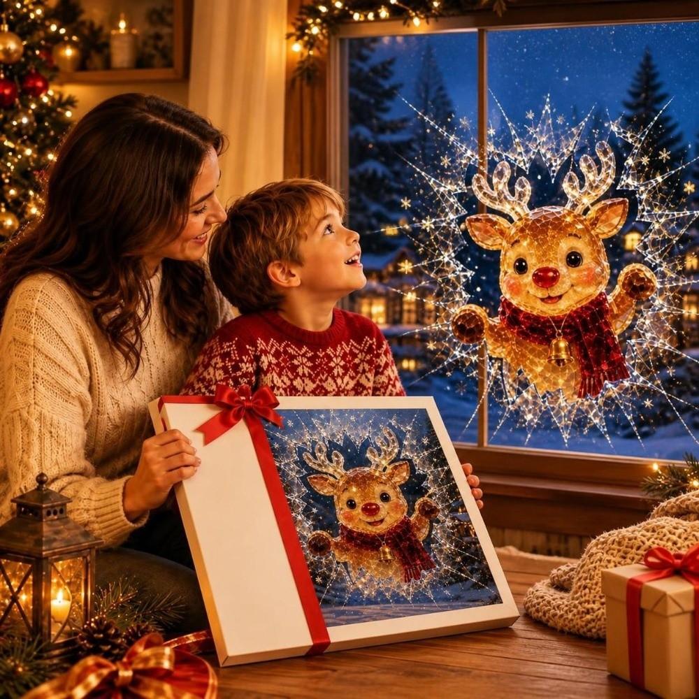 Broken Glass Effect Christmas Window Clings 3D Visual Effect Holiday Window Clings  Holiday Season