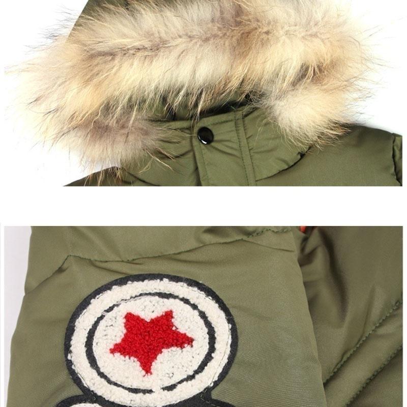 Boy Child Coats Kids Down Jacket Winter Warm Fur Collar Hooded Coat Thicken Padded Cotton Clothes